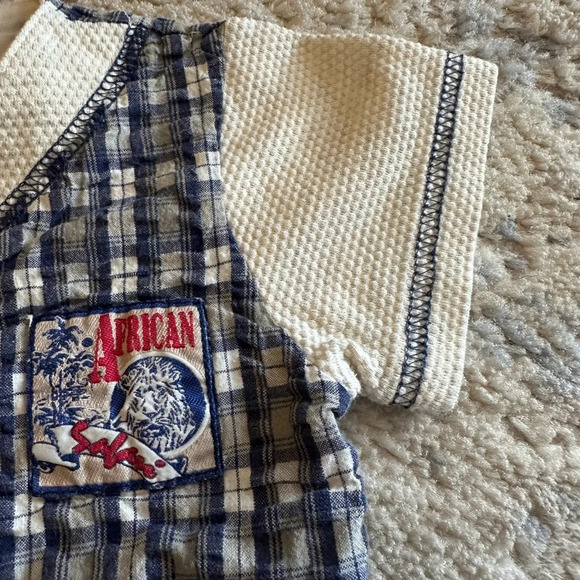 Vintage Catton Candy Shirt African Safari Patchwork Plaid Size 18M - Picture 5 of 7